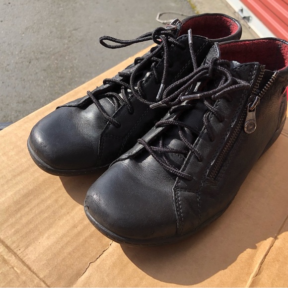 Remonte Womens Black Zip Lace Up Leather Booties Size 39/8.5US - Picture 3 of 14